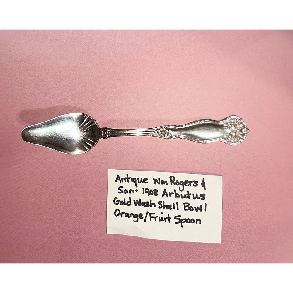 Vintage Wm Rogers & Son Arbutus 1910 Silverplate Grapefruit Citrus Spoon Pat 191